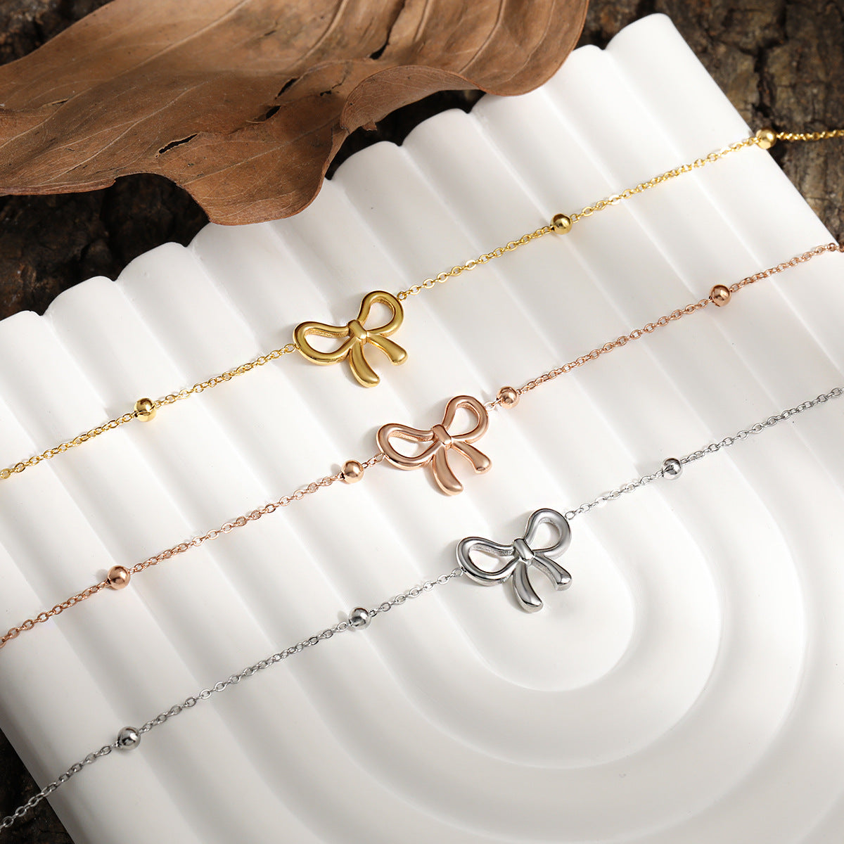 Women's Elegant 18K Gold Plated Stainless Steel Butterfly Bow Pendant Choker Link Chain Necklace Trendy Jewelry Gift