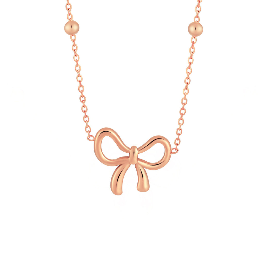 Women's Elegant 18K Gold Plated Stainless Steel Butterfly Bow Pendant Choker Link Chain Necklace Trendy Jewelry Gift