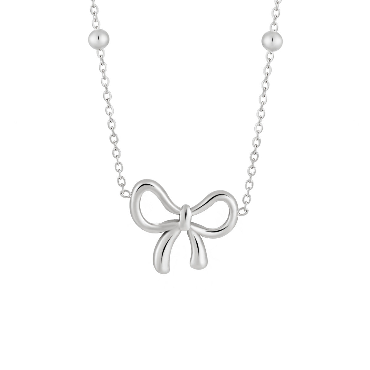 Women's Elegant 18K Gold Plated Stainless Steel Butterfly Bow Pendant Choker Link Chain Necklace Trendy Jewelry Gift