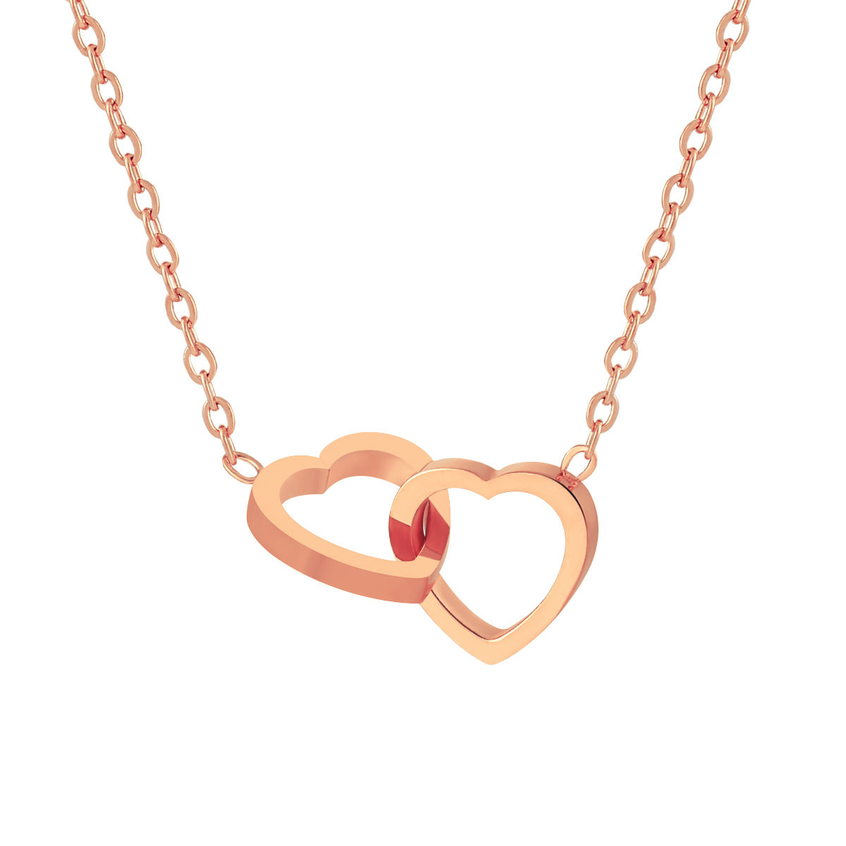 Wholesale Stainless Steel Double Heart Connected Pendant Necklace Gold Trendy Classic Fashion Chain Jewelry Unisex Gift Party