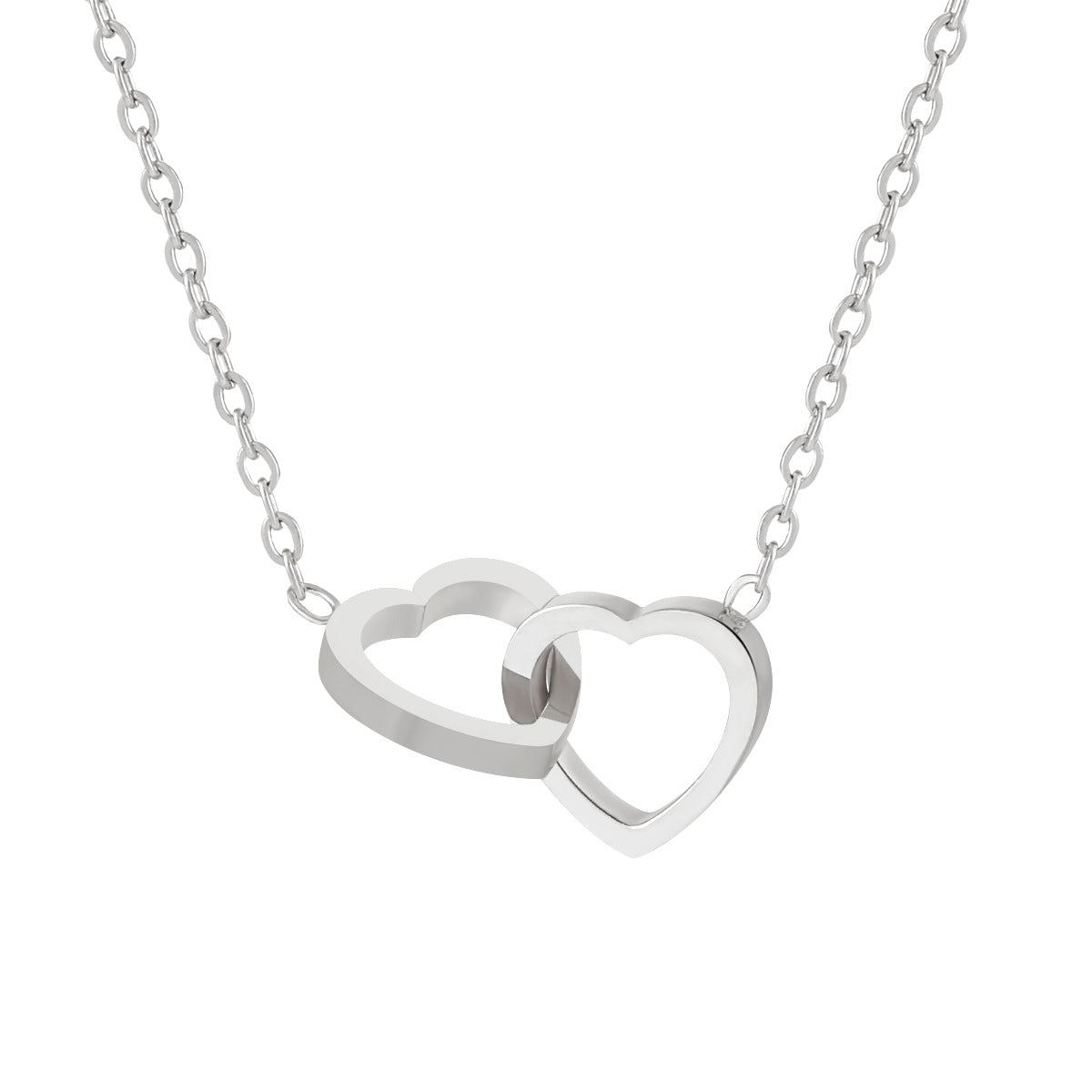 Wholesale Stainless Steel Double Heart Connected Pendant Necklace Gold Trendy Classic Fashion Chain Jewelry Unisex Gift Party