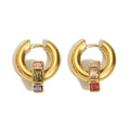 Trendy Stainless Steel Real Gold Plated Brilliant Cut Zircons Bridal Hoop Huggie Earrings for Unisex Wholesale Certified Party