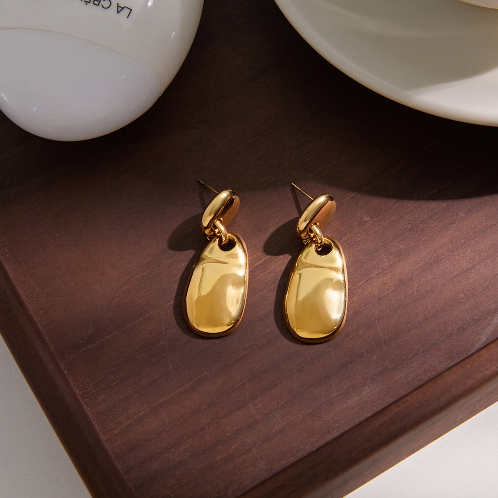 Minimalist Polished Retro Style Vintage 18K Gold Plated Stainless Steel CROWN Shape Unisex Drop Earrings