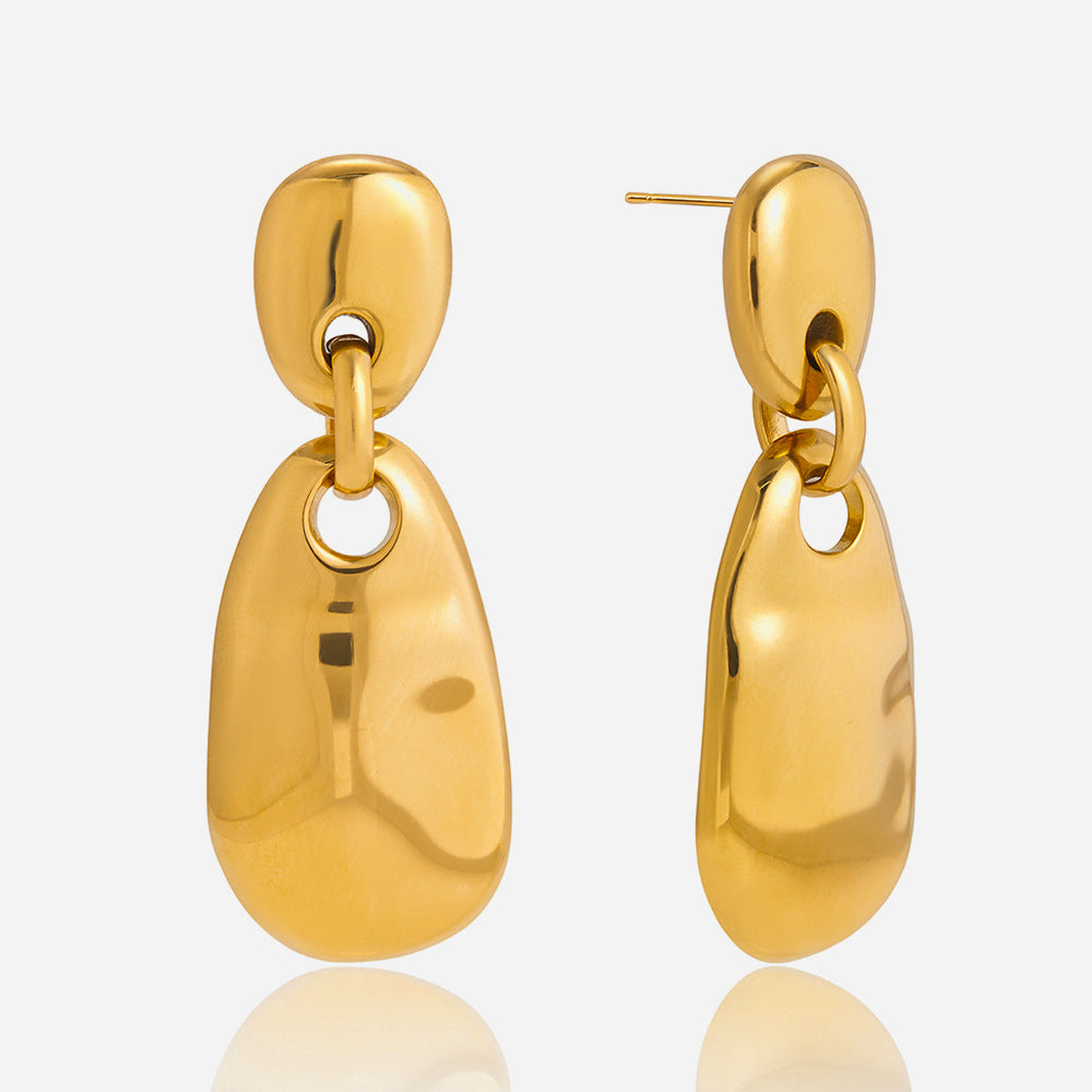 Minimalist Polished Retro Style Vintage 18K Gold Plated Stainless Steel CROWN Shape Unisex Drop Earrings