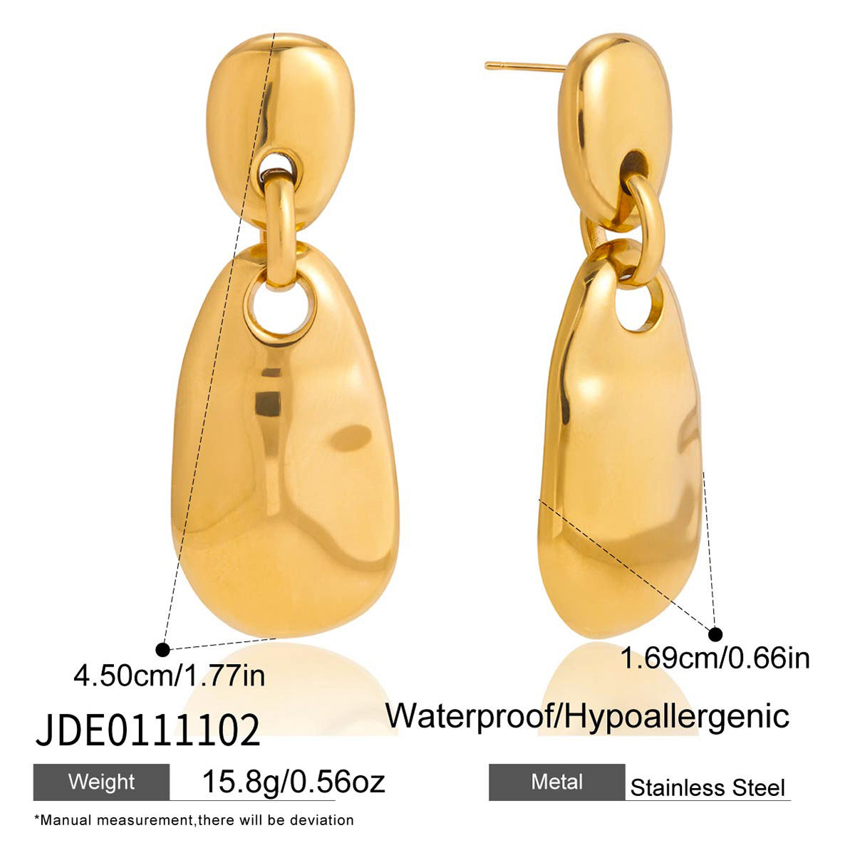 Minimalist Polished Retro Style Vintage 18K Gold Plated Stainless Steel CROWN Shape Unisex Drop Earrings