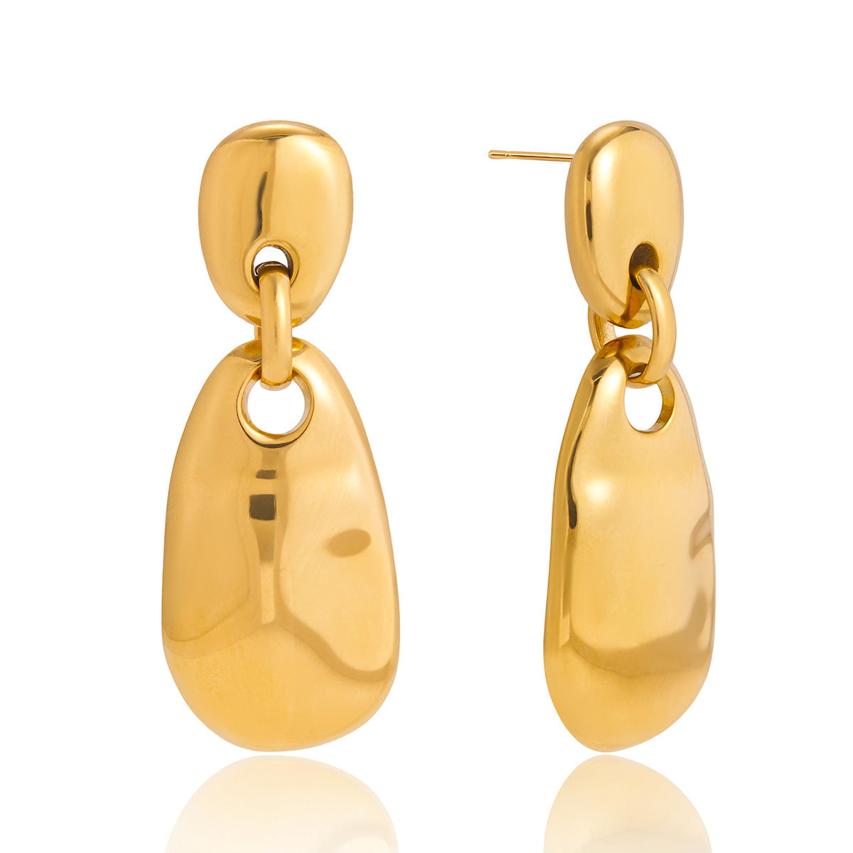 Minimalist Polished Retro Style Vintage 18K Gold Plated Stainless Steel CROWN Shape Unisex Drop Earrings