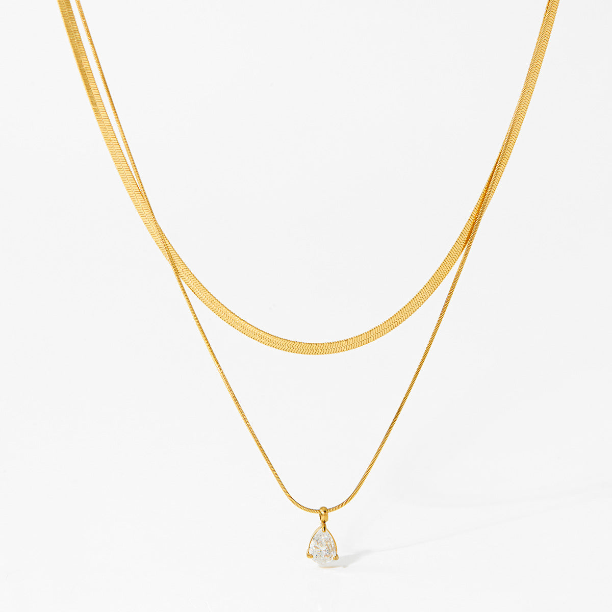 Customizable Stainless Steel 18K Gold Plated Two-Layer Fashion Jewelry Necklace for Women Wholesale Jewelry Necklaces