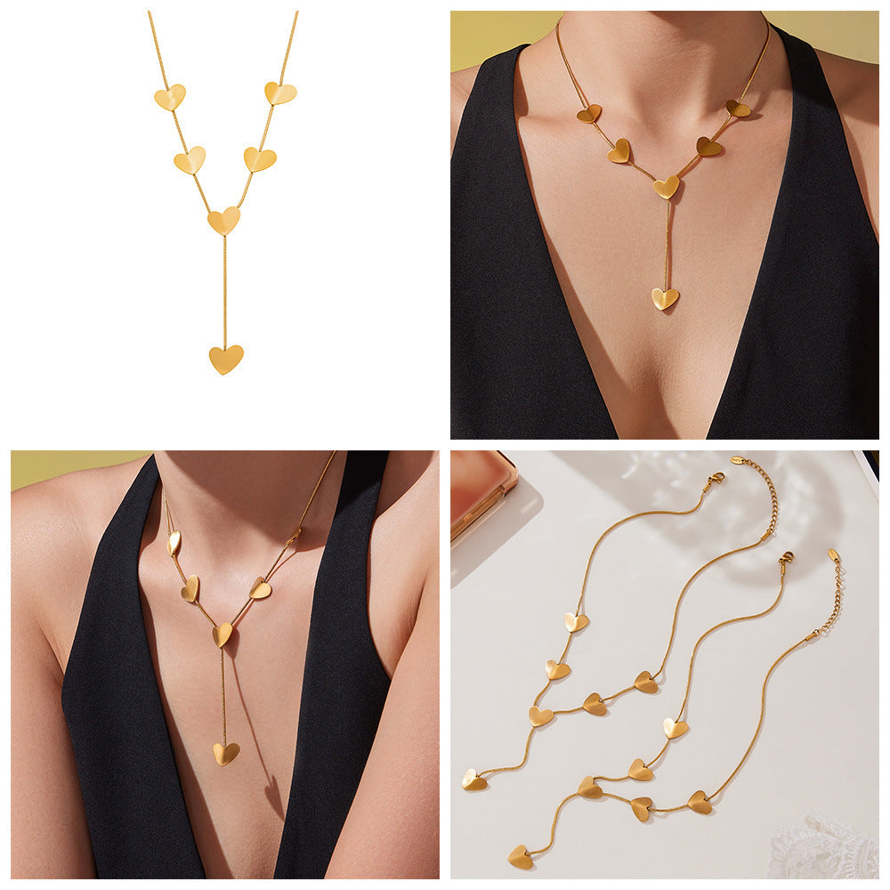 Customizable 18k Gold PVD Plated Stainless Steel Fashion Necklaces with Hearts
