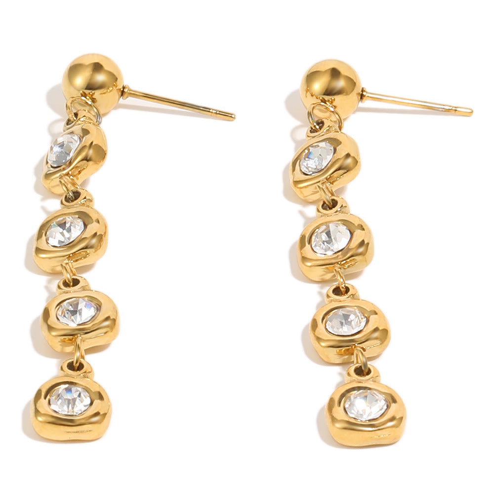 Luxury Long Zircon Drop Earrings 18K Gold Plated Stainless Steel Trendy Party Gift