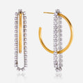 18K Gold Plated Stainless Steel Two-Tone C-Hoop Earrings with Zircon Trendy Tassel Luxury High-End Women's Accessories