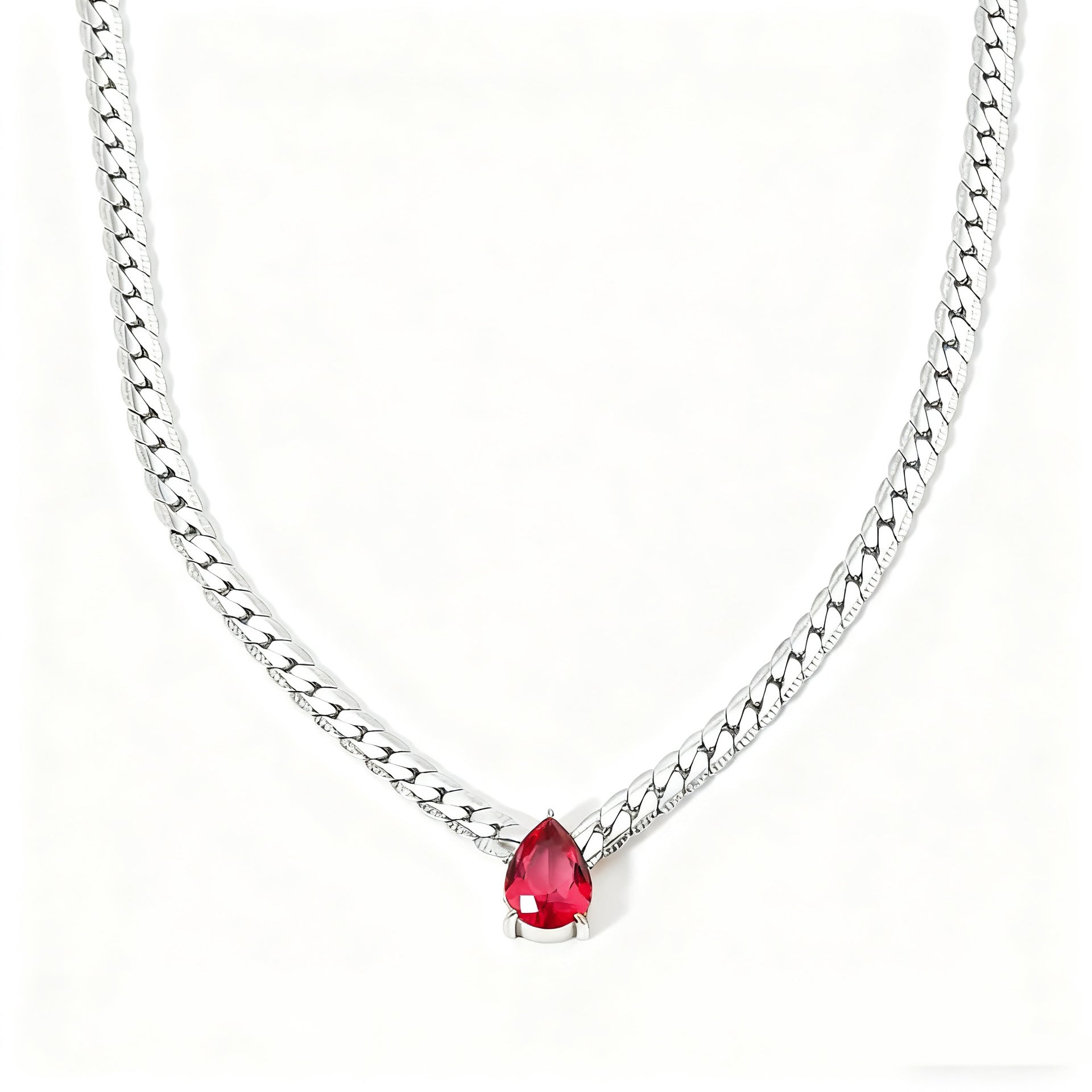 18k Gold PVD Stainless Steel Water Drop Colorful Zircon Pendant Necklaces Fashion Jewelry for Women