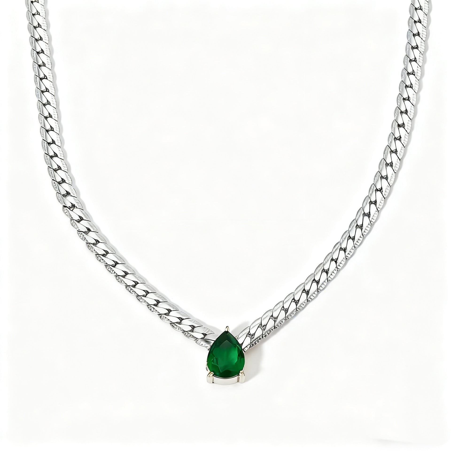 18k Gold PVD Stainless Steel Water Drop Colorful Zircon Pendant Necklaces Fashion Jewelry for Women