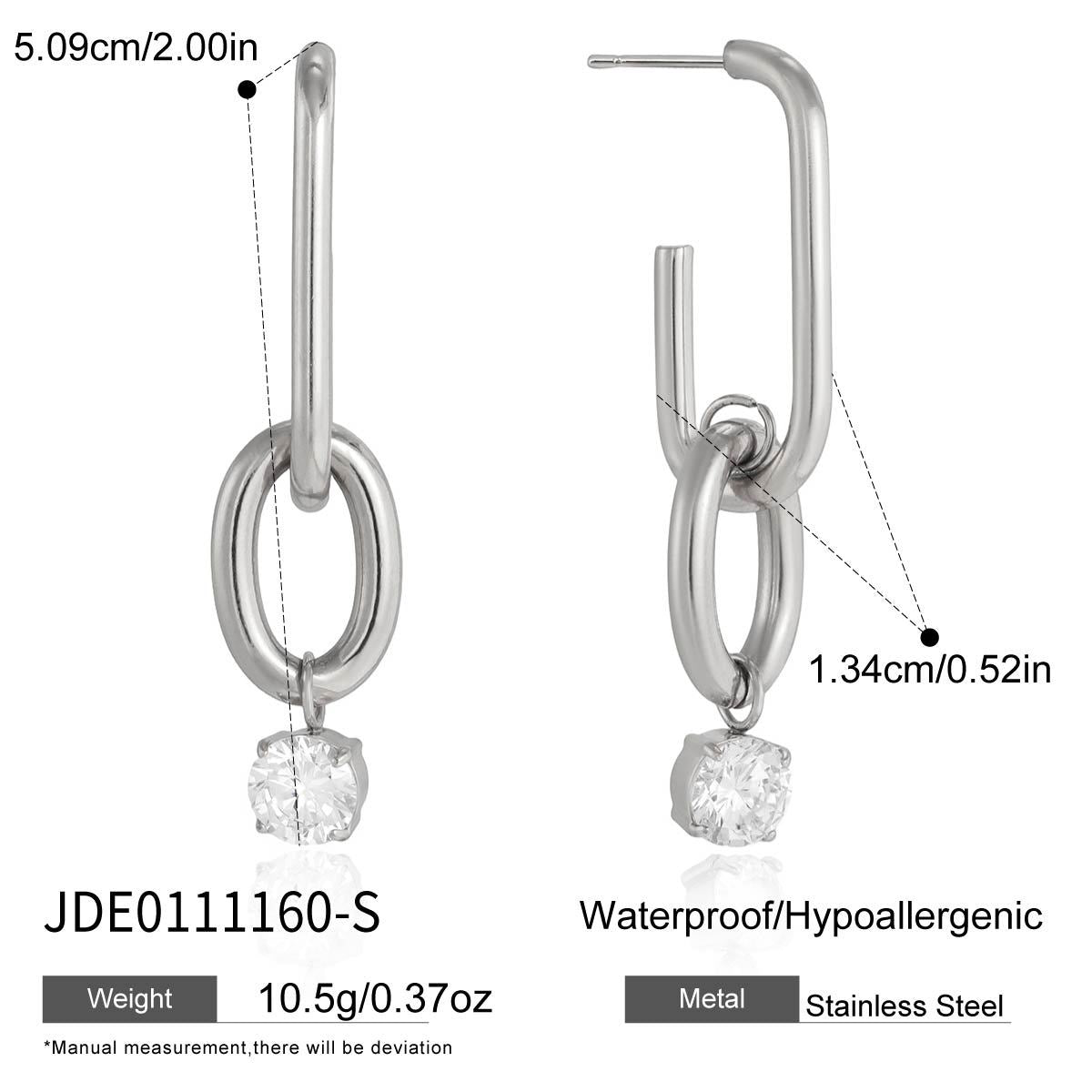 Stainless Steel Zirconium Drop Earrings 18K Gold Plated Light Luxury High-End Feel Unique Design Party Jewelry