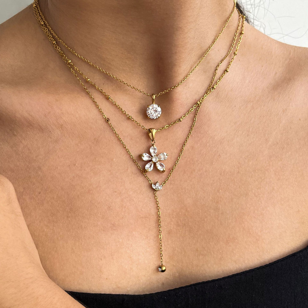 Customizable 18k Gold PVD Plated Stainless Steel Fashion Jewelry White Zircon Pendant Necklaces for Women