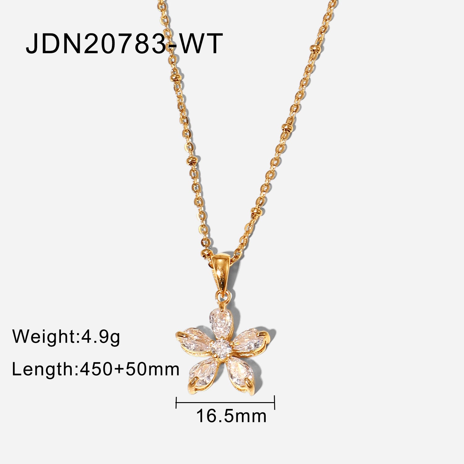 Customizable 18k Gold PVD Plated Stainless Steel Fashion Jewelry White Zircon Pendant Necklaces for Women