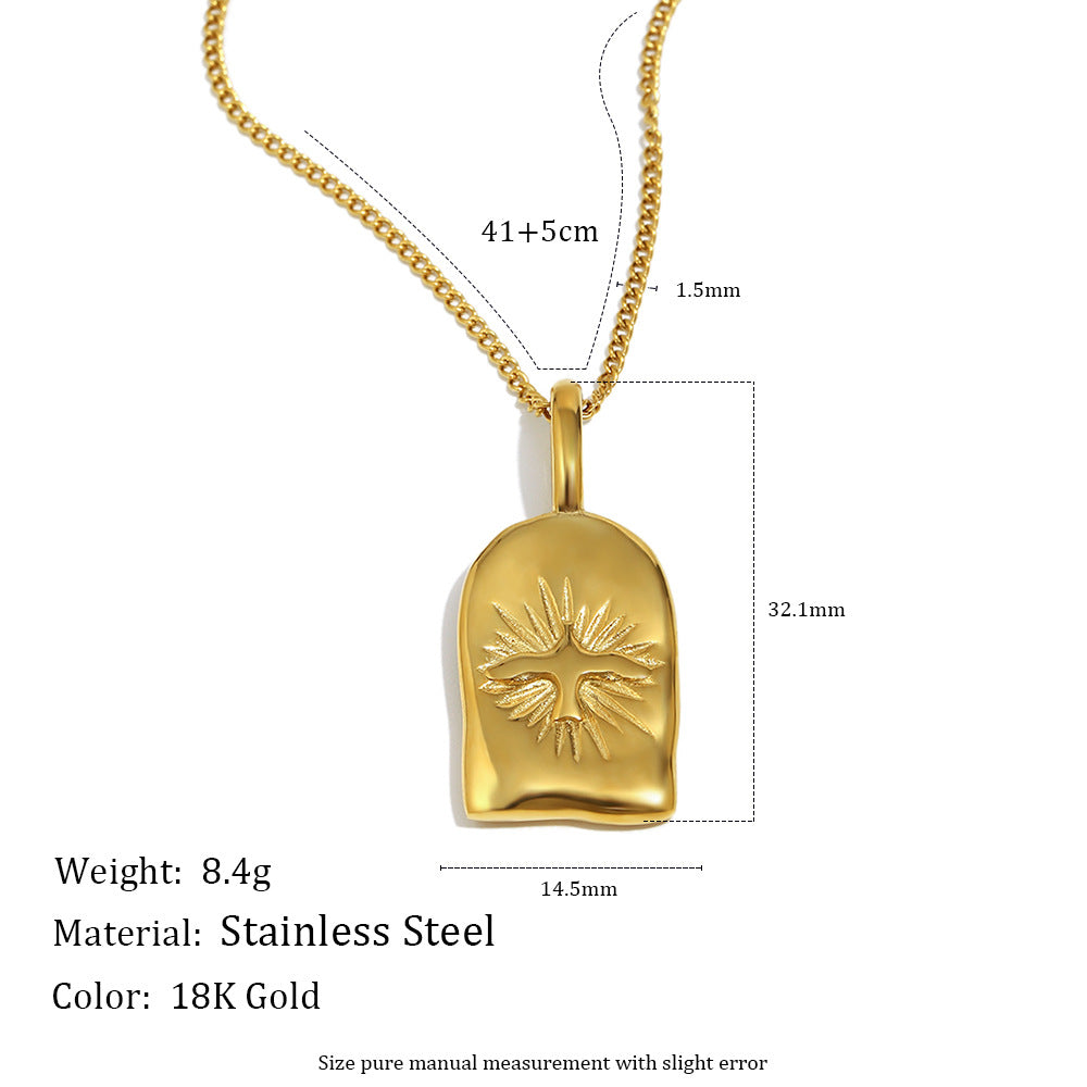 Customizable 18K Gold Plated Stainless Steel Pendant Necklace Sunlight Divine Bird Pendant Necklace for Women