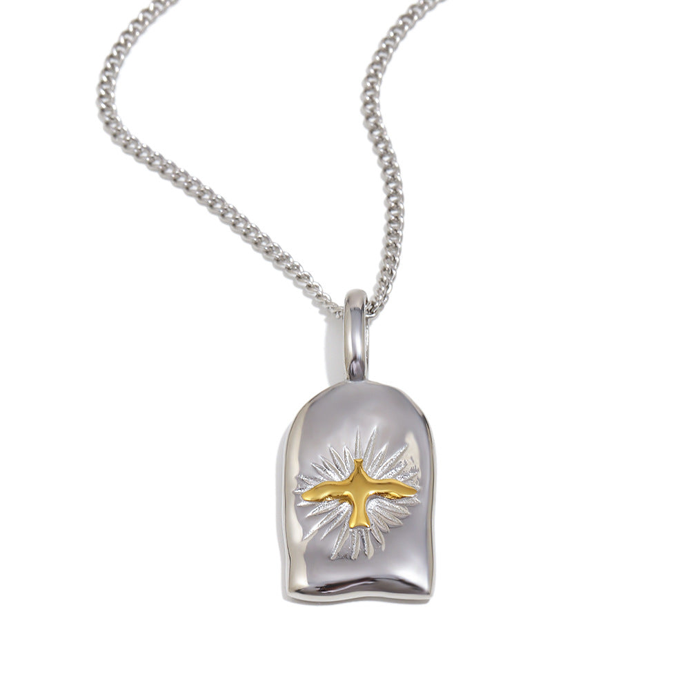 Customizable 18K Gold Plated Stainless Steel Pendant Necklace Sunlight Divine Bird Pendant Necklace for Women