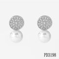 Stainless Steel Imitation Pearl White Zircons Stud Earrings 18K Gold Plated Trendy Women's Jewelry for Wedding Gift