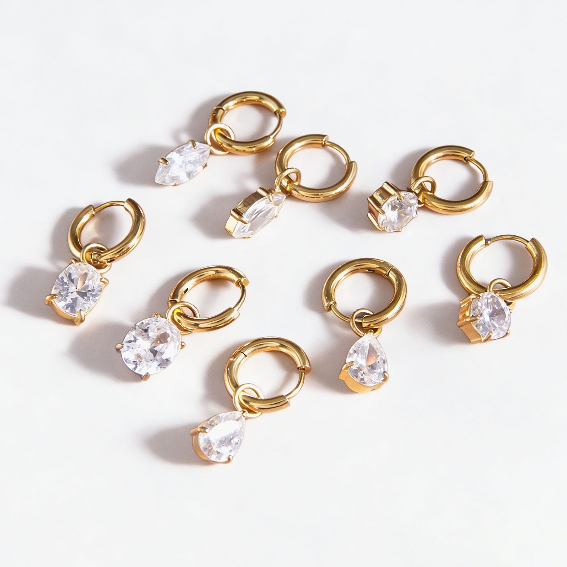 Customizable Classic 18K Gold PVD Plated Drop Earrings Stainless Steel Zirconium Wedding Unique Design Women's