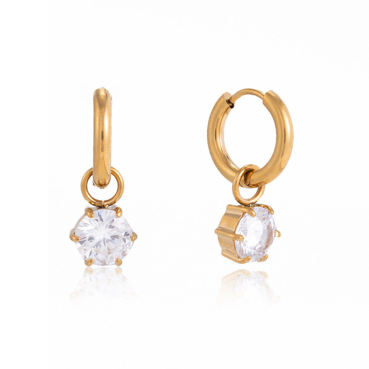 Customizable Classic 18K Gold PVD Plated Drop Earrings Stainless Steel Zirconium Wedding Unique Design Women's