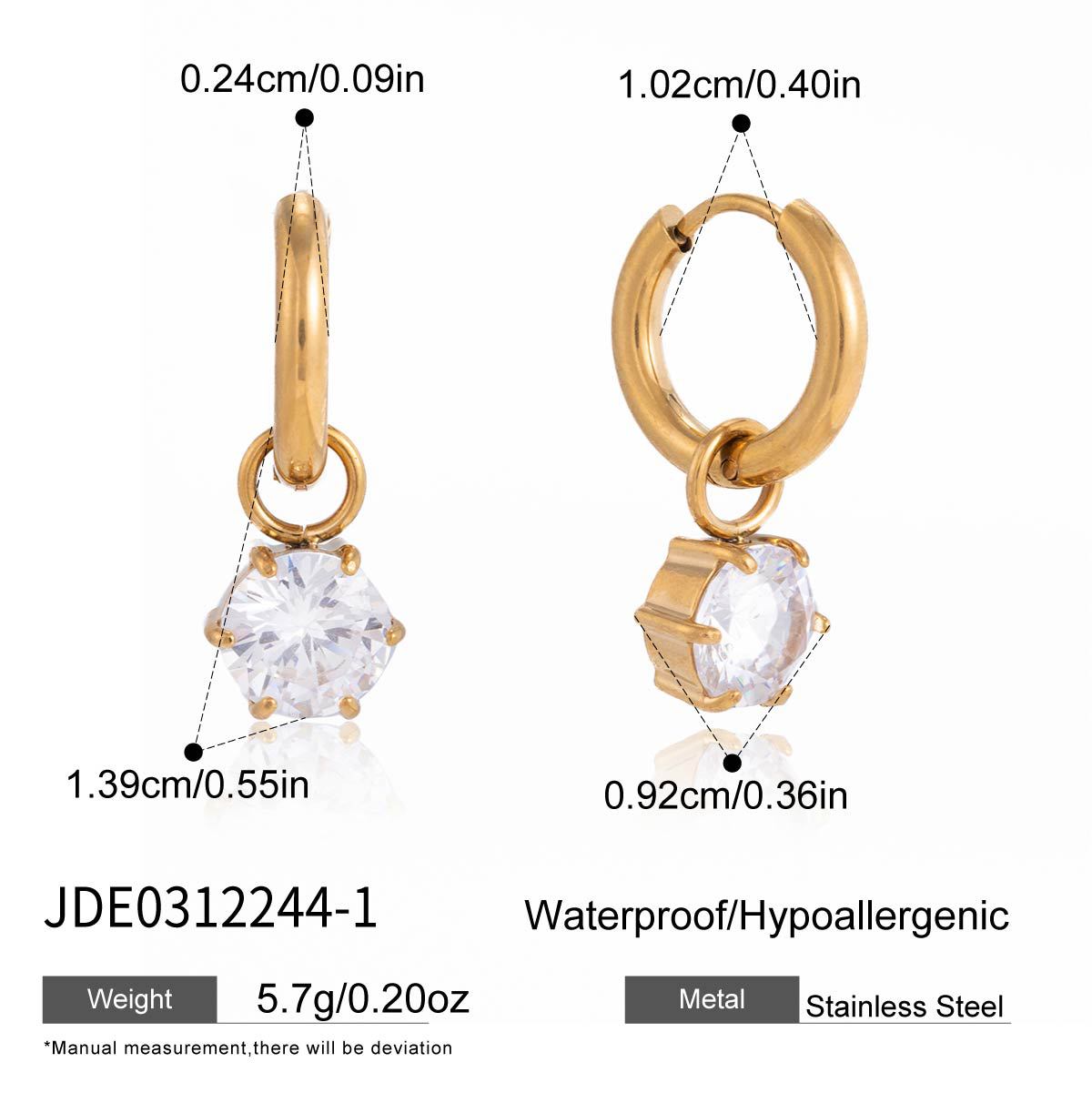 Customizable Classic 18K Gold PVD Plated Drop Earrings Stainless Steel Zirconium Wedding Unique Design Women's