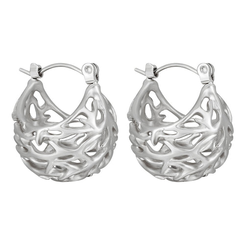 18K Gold Plated Waterproof Stainless Steel Hoop Earrings Peace Design Trendy Hollow Design for Unisex Wholesale Customization