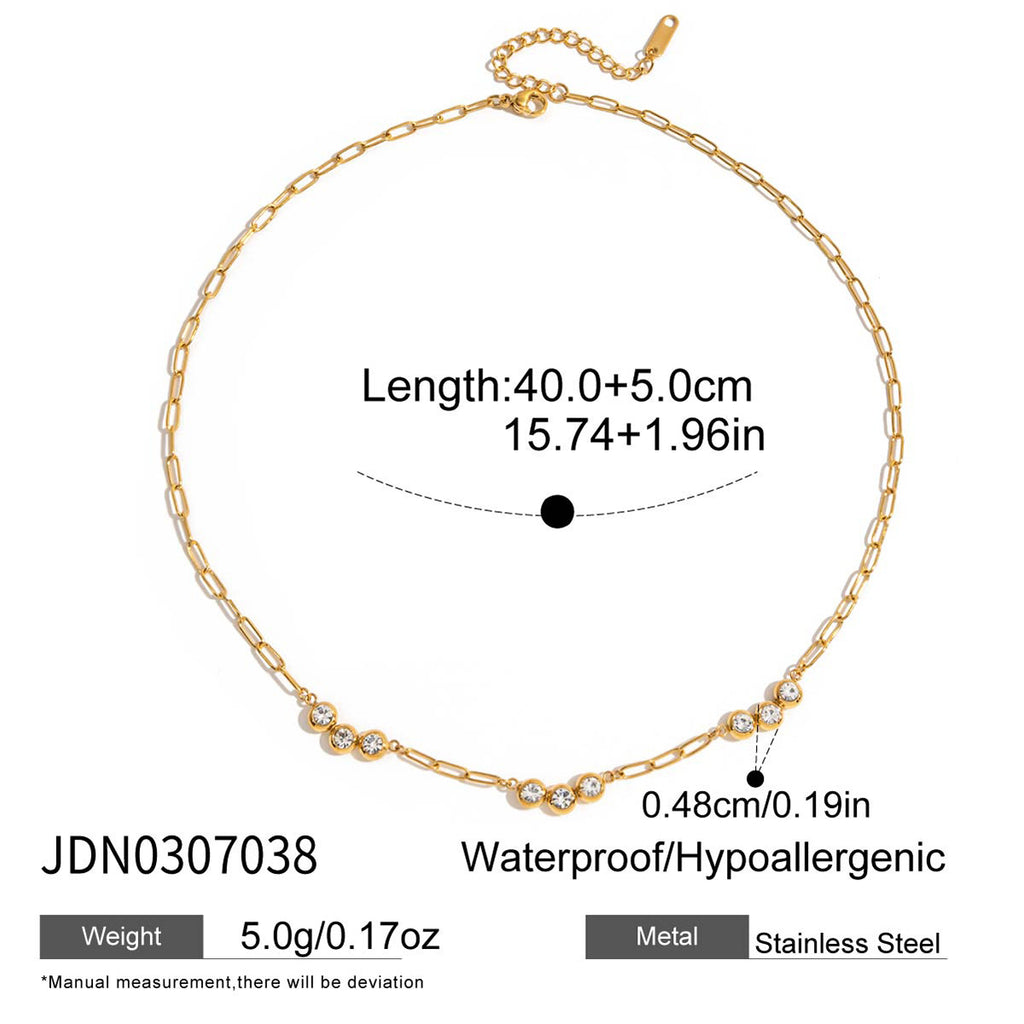 Customizable 18K Gold PVD Stainless Steel Eye Zirconia Pendant Necklace Cute Link Chain Vintage Religious Gift Diamond Pearl