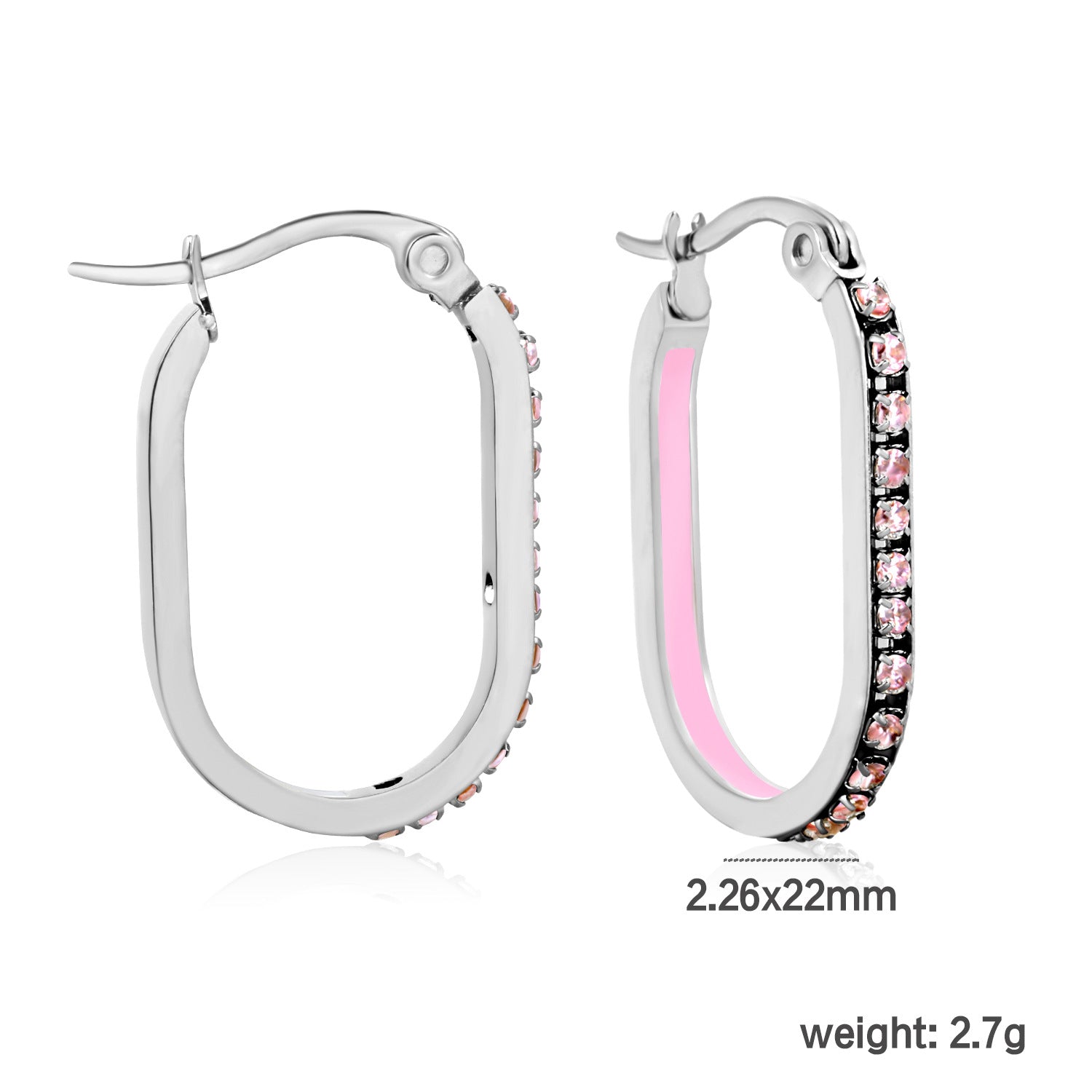 Vintage Trendy Stainless Steel 18k Gold Plated Long Hoop Earrings Waterproof Colorful Zircons Bohemia Enamel Unisex