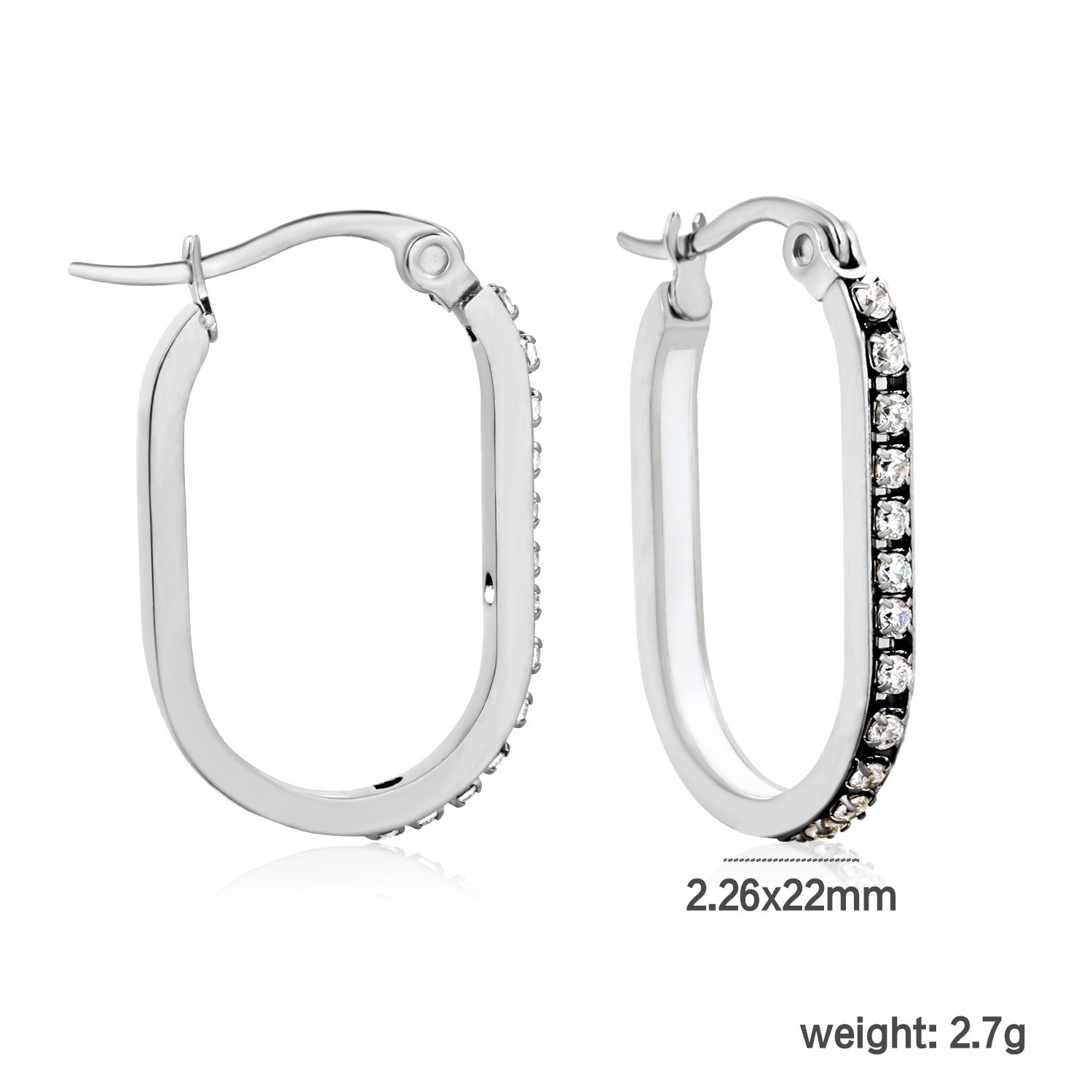 Vintage Trendy Stainless Steel 18k Gold Plated Long Hoop Earrings Waterproof Colorful Zircons Bohemia Enamel Unisex