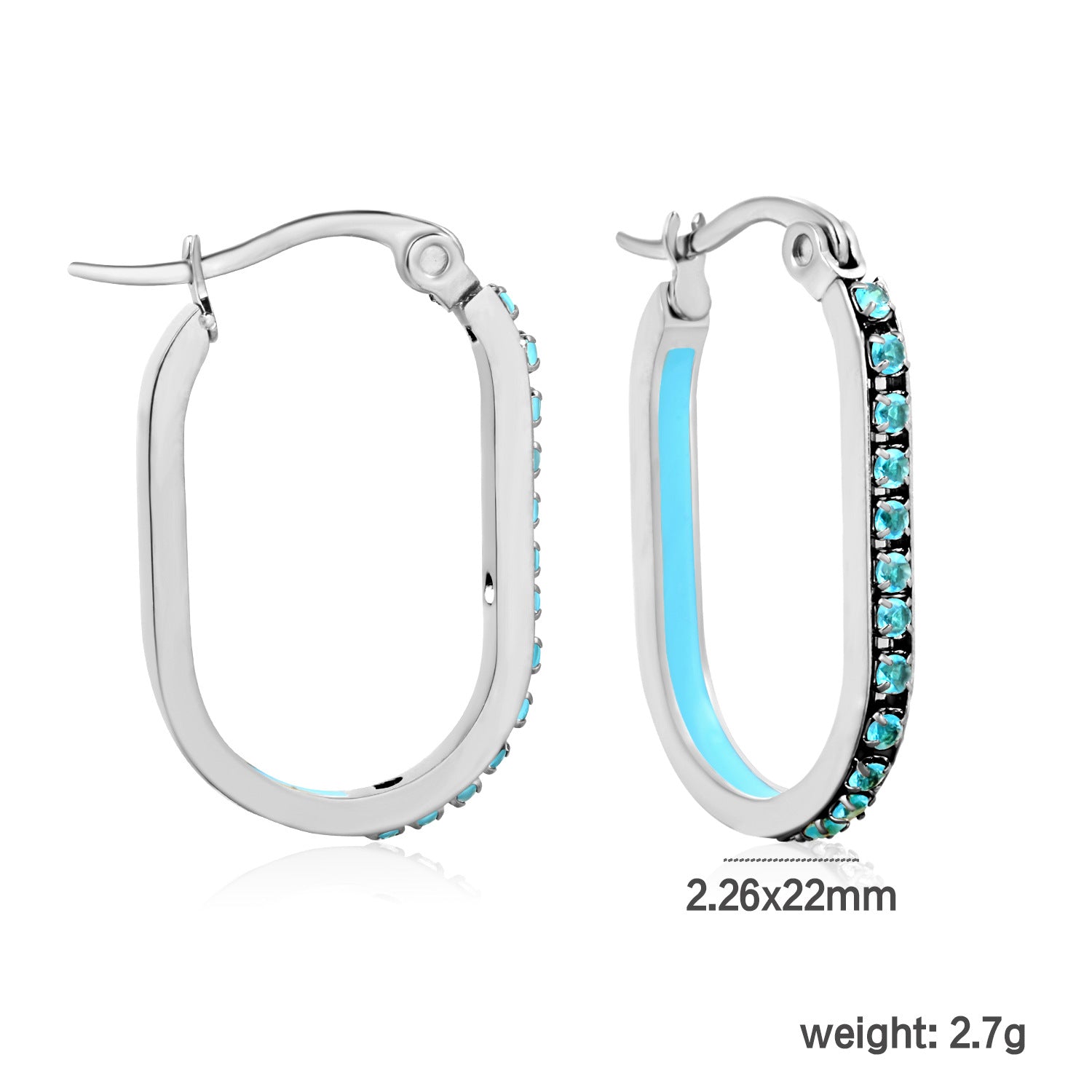 Vintage Trendy Stainless Steel 18k Gold Plated Long Hoop Earrings Waterproof Colorful Zircons Bohemia Enamel Unisex