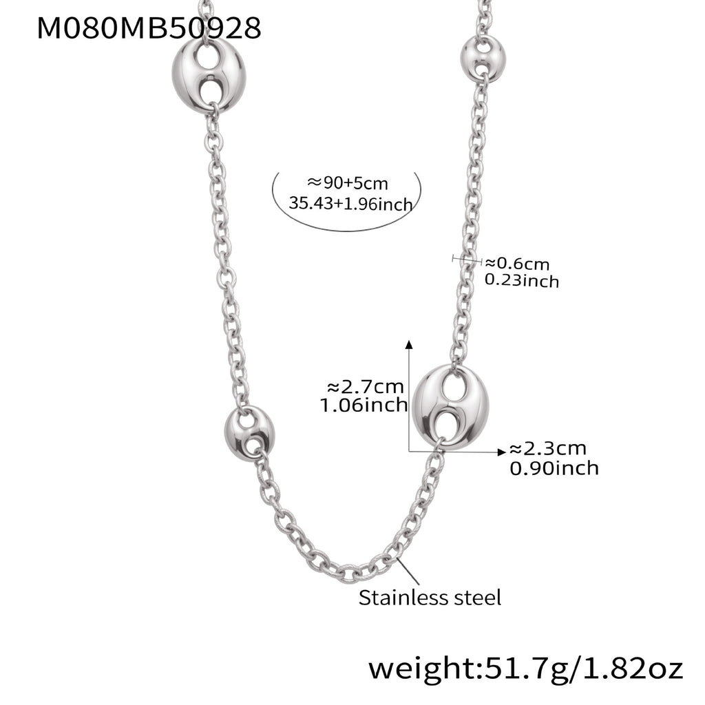 Customizable PVD 18k Gold Plated Stainless Steel Long Link Chain Trendy Crown-Shaped Sweater Necklaces for Girls for Parties
