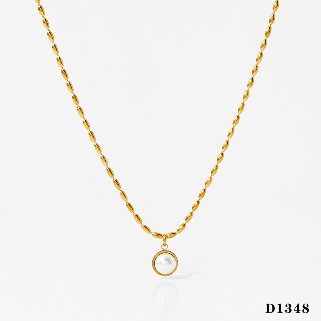 Stainless Steel 18k Gold Plated Necklaces with Pearl Pendant Fashion Jewelry Necklaces for Women Pearl Necklace Wholesale