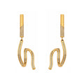 Vintage 18K Gold Plated Stainless Steel Long Drop Earrings with CROWN Shape Zircon Stones Unisex