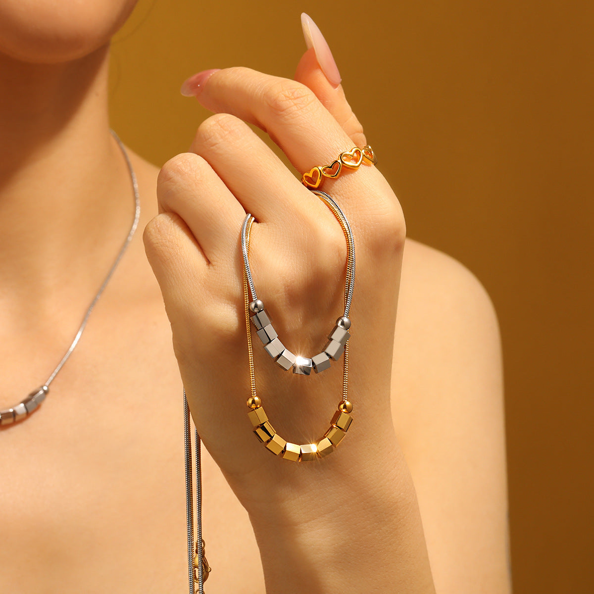 Unisex Trendy Stainless Steel 18K Gold Plated Link Chain Pendant Necklace Vintage Gift Wholesale Customizable