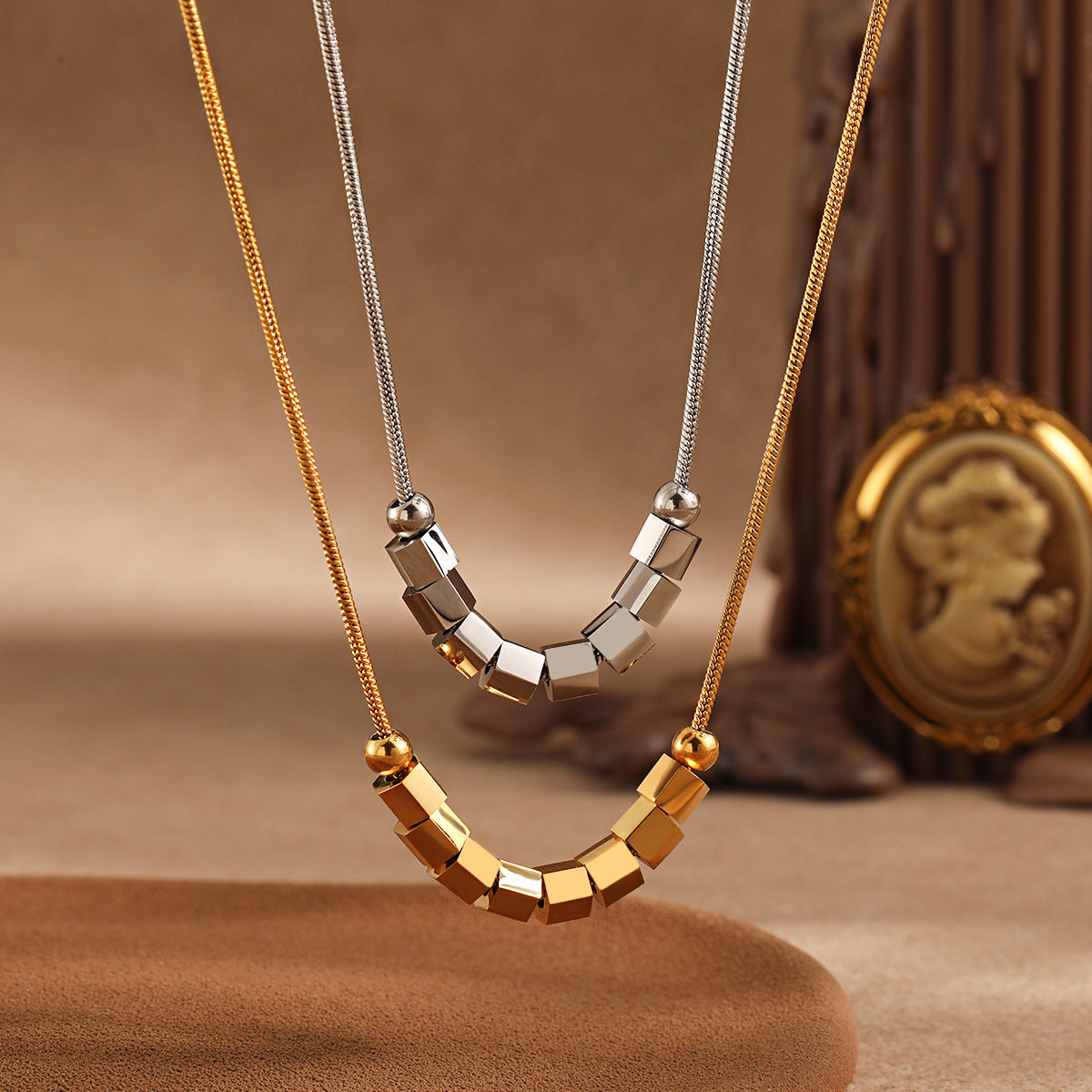 Unisex Trendy Stainless Steel 18K Gold Plated Link Chain Pendant Necklace Vintage Gift Wholesale Customizable