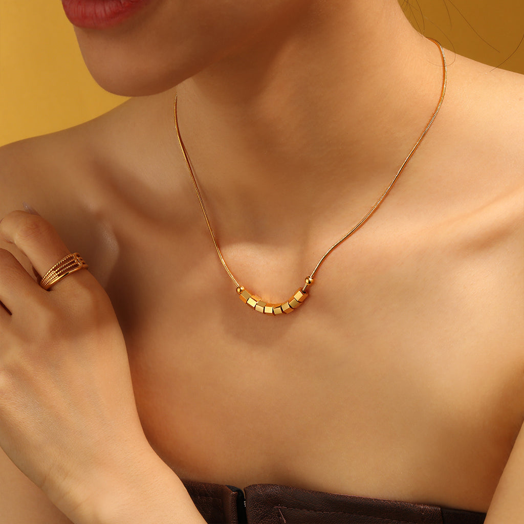 Unisex Trendy Stainless Steel 18K Gold Plated Link Chain Pendant Necklace Vintage Gift Wholesale Customizable
