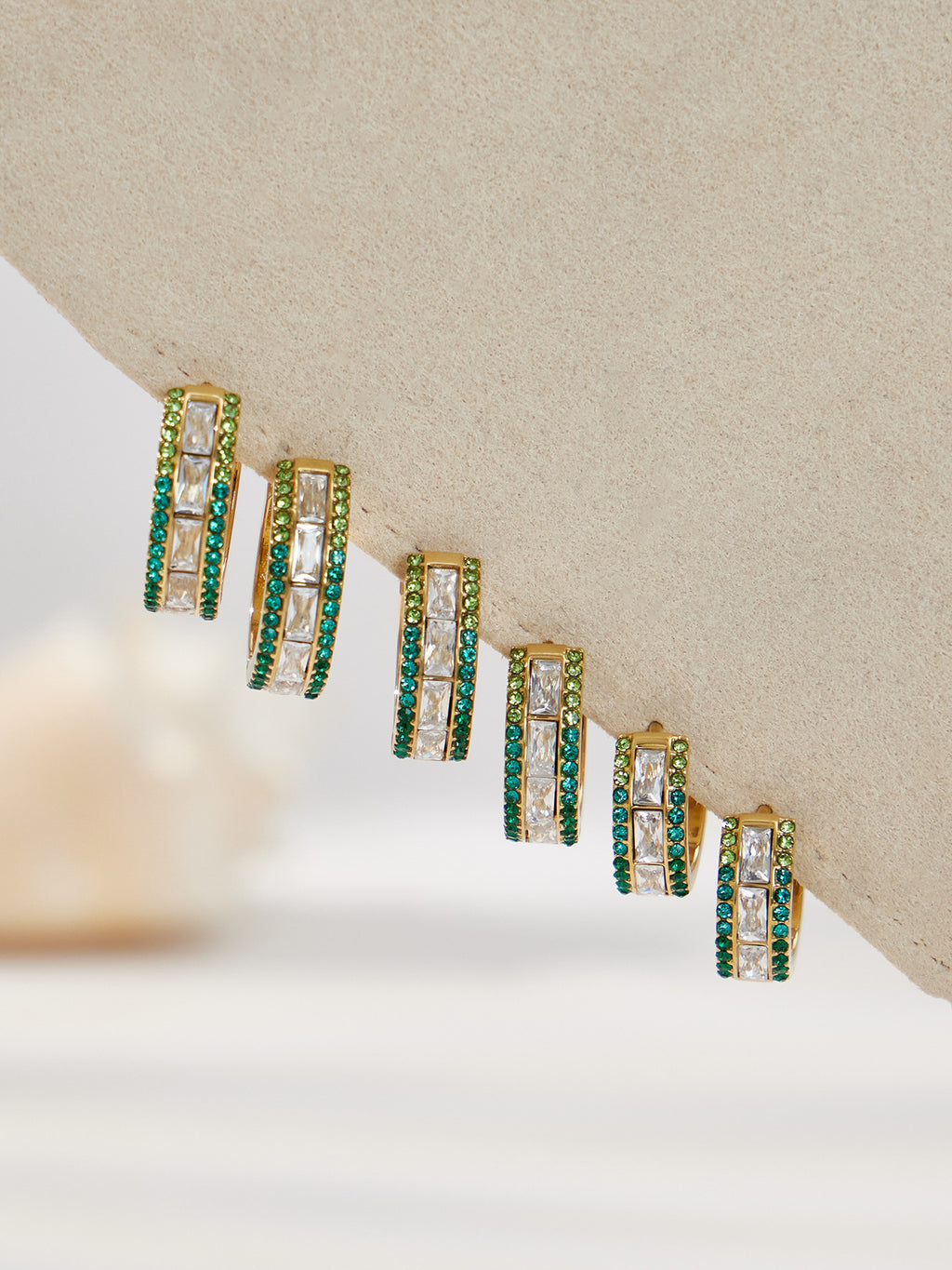 18K Gold Plated Stainless Steel Hoop Earrings with Peace Shape Trendy Colorful Zircons Customizable for Women Party Occasion