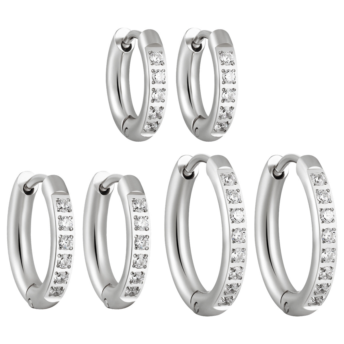 Trendy Stainless Steel Real Gold Plated Bridal Hoop Huggie Earrings for Unisex Small Size Wholesale White Zircons for Party Gift