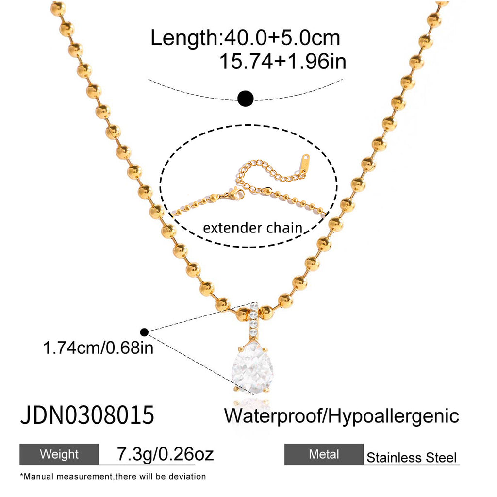 Customizable 18k Gold PVD Plated Stainless Steel Fashion Jewelry White Zircon Pendant Necklaces for Women