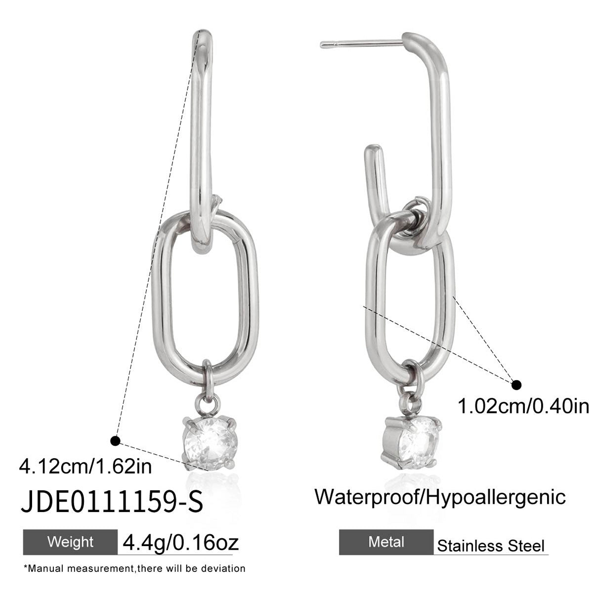 Stainless Steel Zirconium Drop Earrings 18K Gold Plated Light Luxury High-End Feel Unique Design Party Jewelry