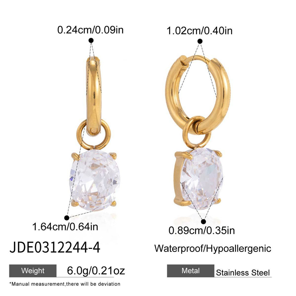 Customizable Classic 18K Gold PVD Plated Drop Earrings Stainless Steel Zirconium Wedding Unique Design Women's