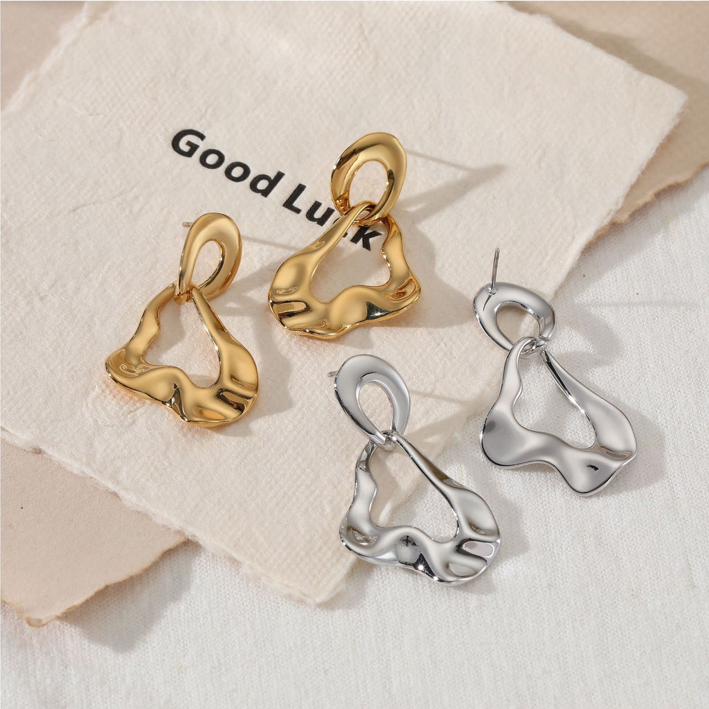 New Arrival Vintage 18K Gold Plated Stainless Steel Long Drop Earrings CROWN Shape Irregular Pendant Personality Wholesale