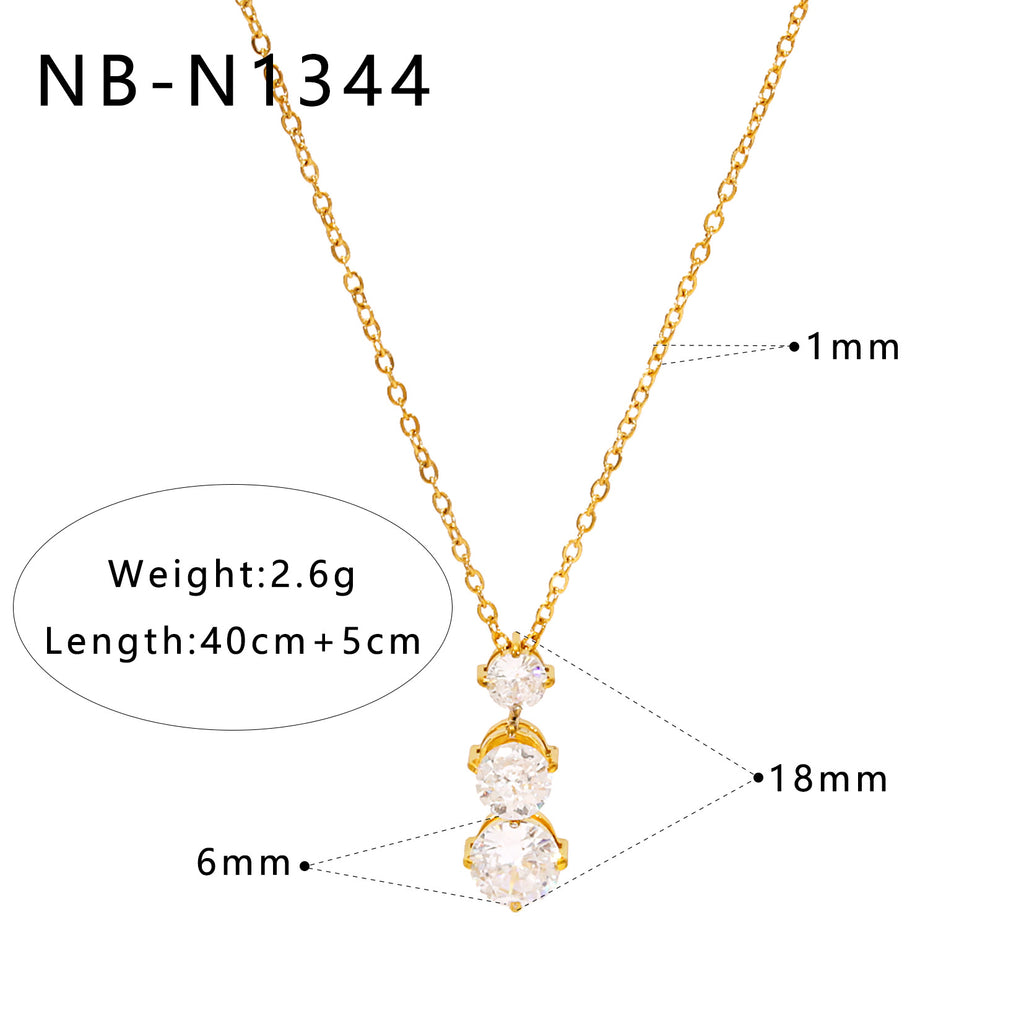 Customizable 18K Gold Plated Stainless Steel Trendy Lab Created White Zircon Pendant Necklace Link Chain for Women Anniversary