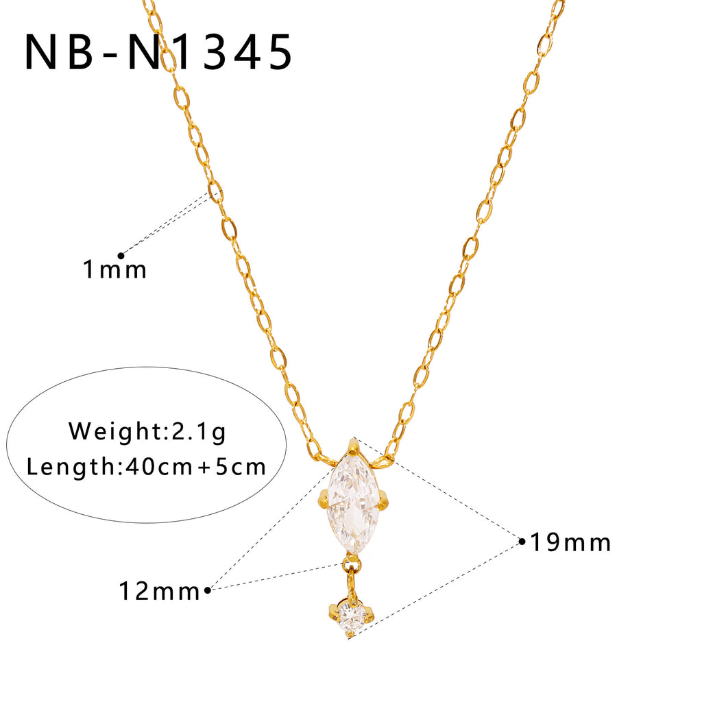 Customizable 18K Gold Plated Stainless Steel Trendy Lab Created White Zircon Pendant Necklace Link Chain for Women Anniversary