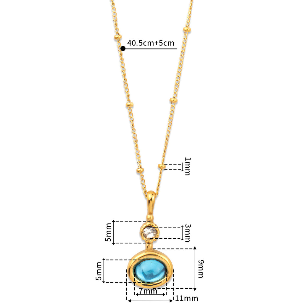 Factory Wholesale Stainless Steel 18K Gold Plated Cat's Eye/Zircon Link Chain Pendant Necklace Stylish Trendy Fashion for Party
