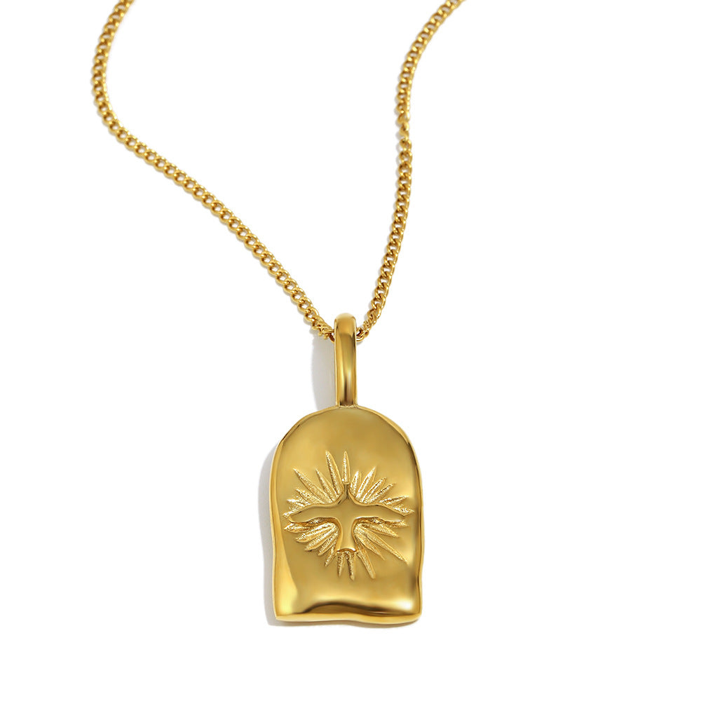 Customizable 18K Gold Plated Stainless Steel Pendant Necklace Sunlight Divine Bird Pendant Necklace for Women