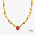 18k Gold PVD Stainless Steel Water Drop Colorful Zircon Pendant Necklaces Fashion Jewelry for Women