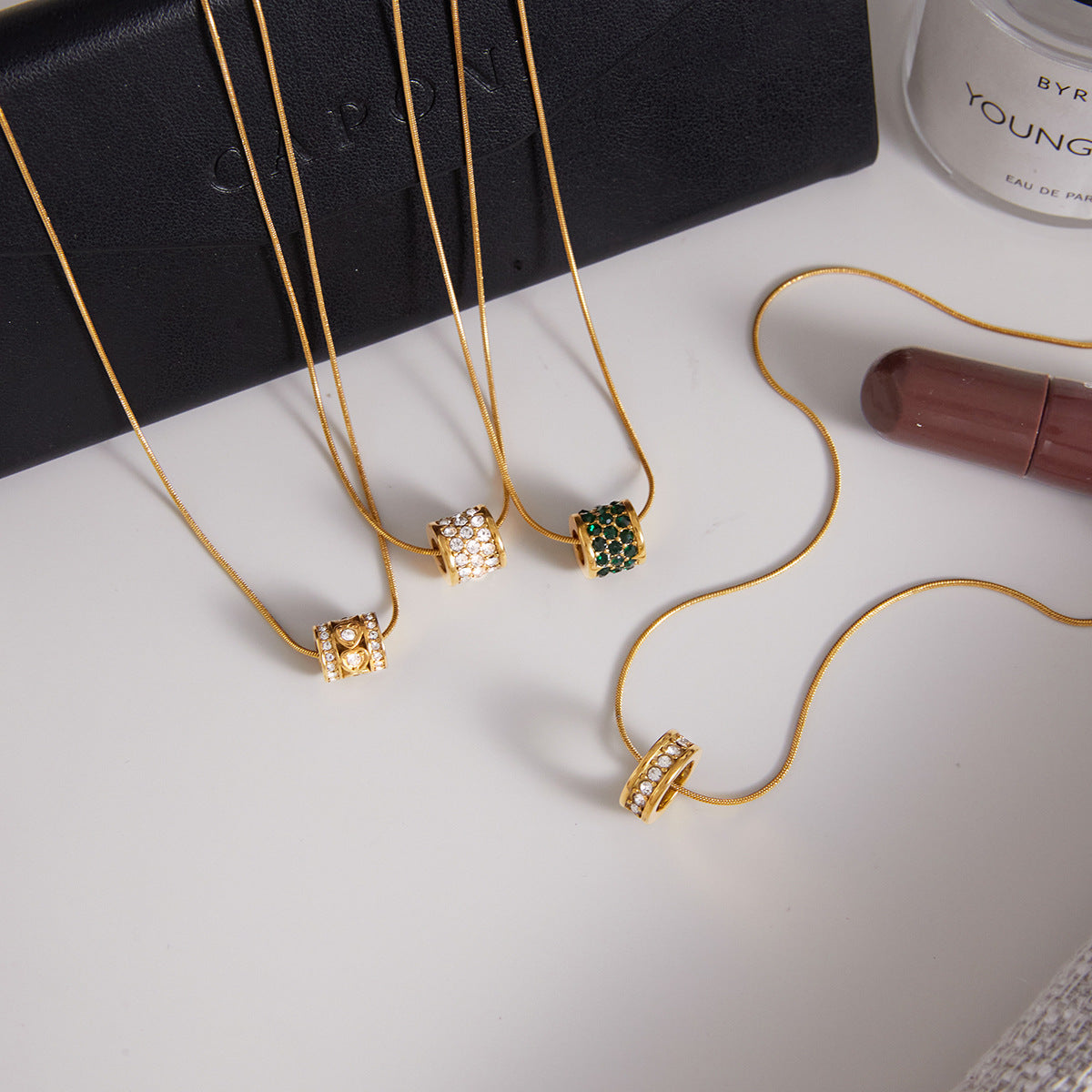 New Arrival 18K Gold Plated Stainless Steel Rope Chain Zircon Pendant Necklace Trendy Women's Party Gift Wholesale