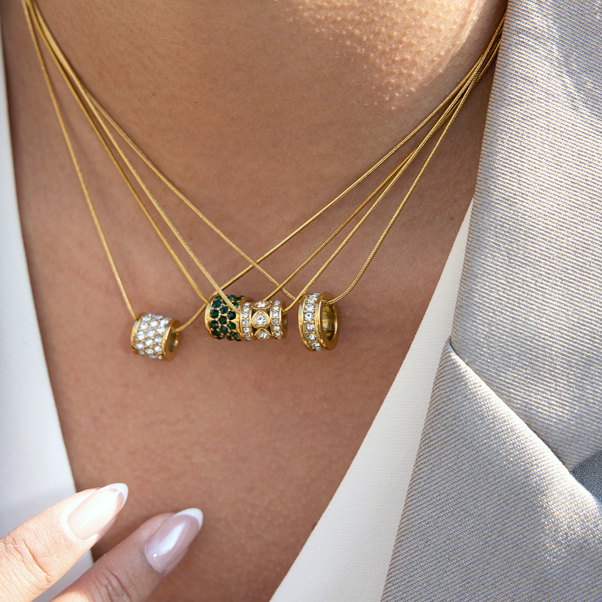 New Arrival 18K Gold Plated Stainless Steel Rope Chain Zircon Pendant Necklace Trendy Women's Party Gift Wholesale