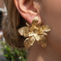 Double-layer Large Flower Stud Earrings Women's Trendy Party Elegant Personalized Stainless Steel 18K Gold Plated Fashion